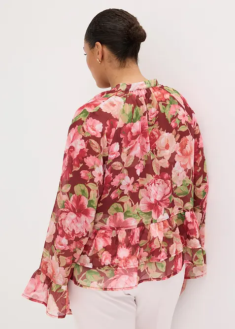 Blusa di chiffon con volant, bonprix