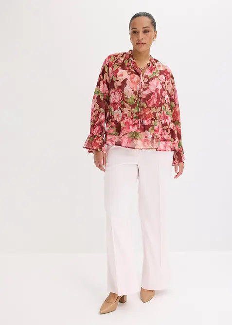 Blusa di chiffon con volant, bonprix