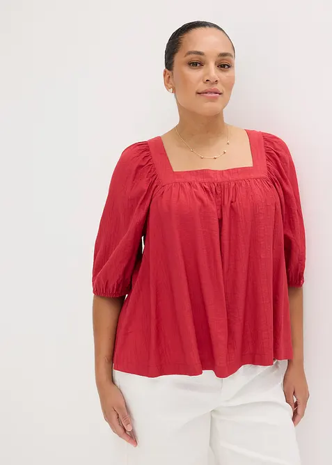 Blusa in crinkle operato, bonprix