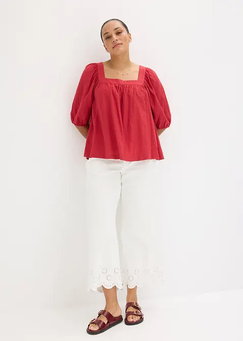 Blusa in crinkle operato, bonprix