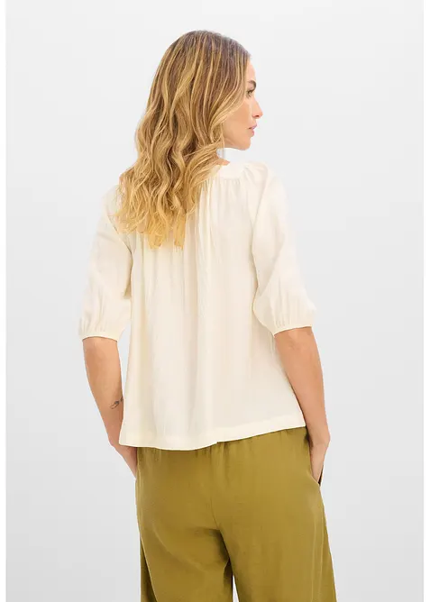 Blusa in crinkle operato, bonprix
