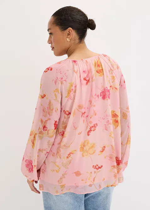 Blusa in chiffon con laccetti da annodare, bonprix
