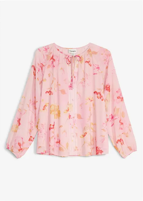 Blusa in chiffon con laccetti da annodare, bonprix