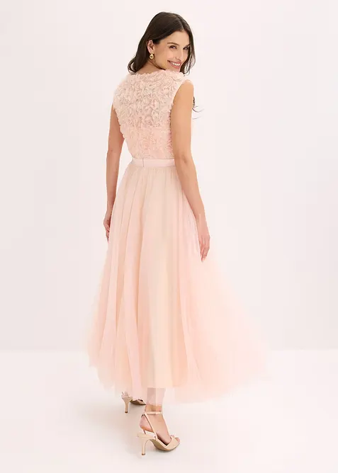 Abito da sera in tulle delicato con fiori, bonprix