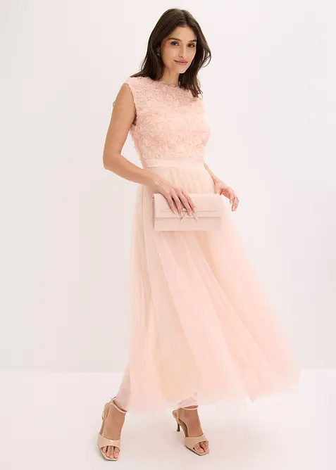 Abito da sera in tulle delicato con fiori, bonprix
