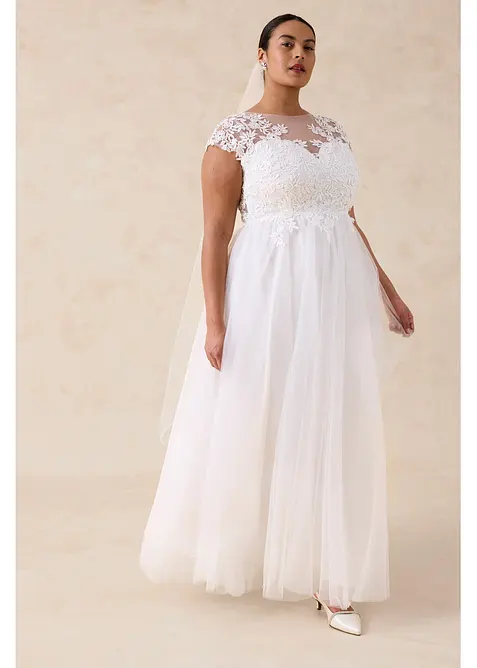 Abito da sposa in delicato tulle con pizzo, bonprix