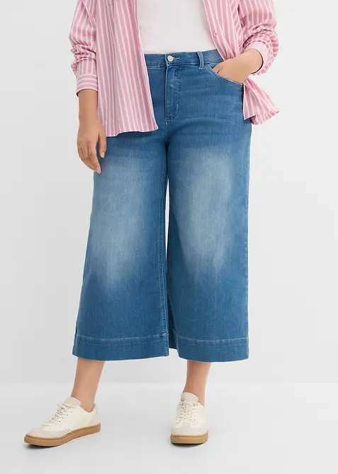Jeans culotte cropped elasticizzati ultra morbidi, bonprix