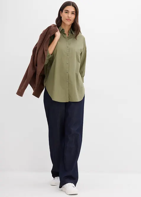 Camicetta oversize in cotone con maniche a 3/4, bonprix