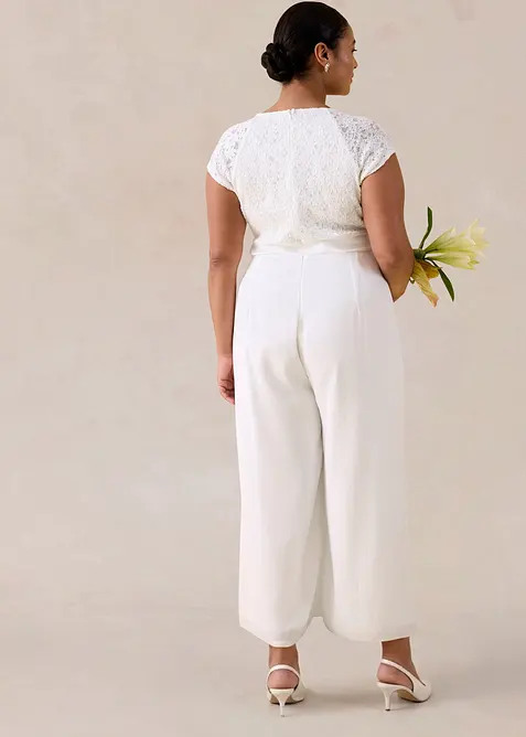 Tuta in fine chiffon con pizzo, bonprix