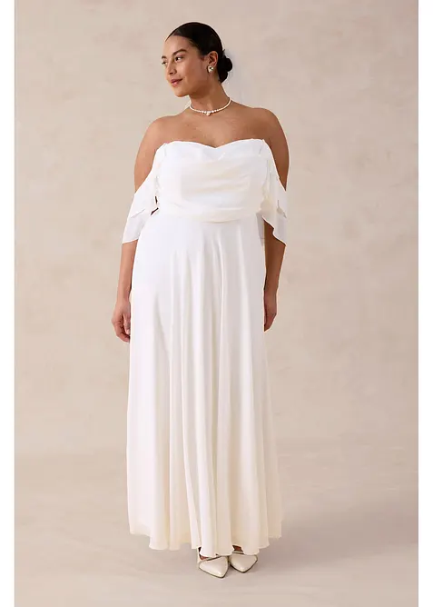 Abito da sposa in fine chifon con drappeggio, bonprix