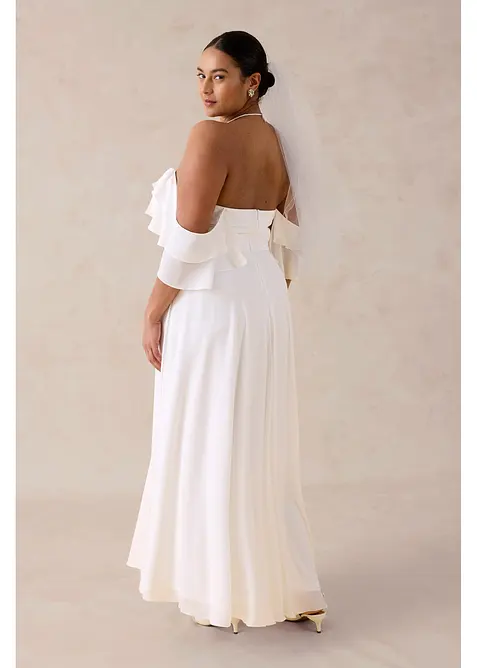 Abito da sposa in fine chifon con drappeggio, bonprix