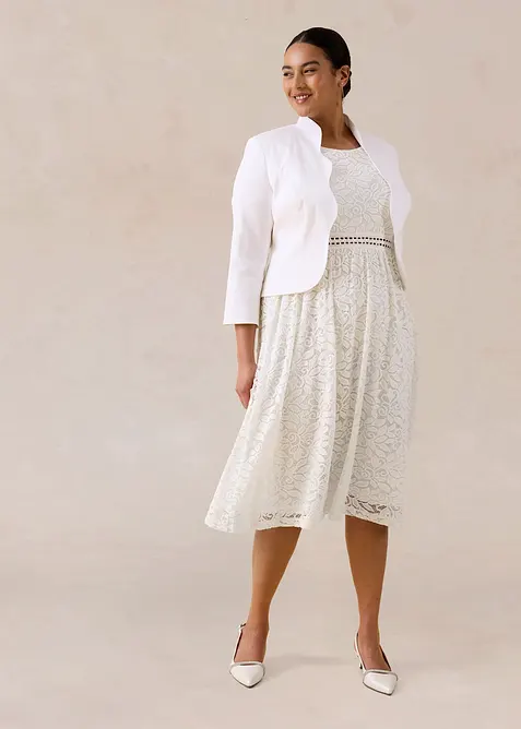 Abito in pizzo con inserto effetto uncinetto in vita, bonprix