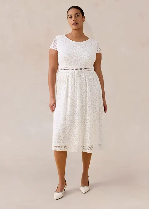 Abito in pizzo con inserto effetto uncinetto in vita, bonprix