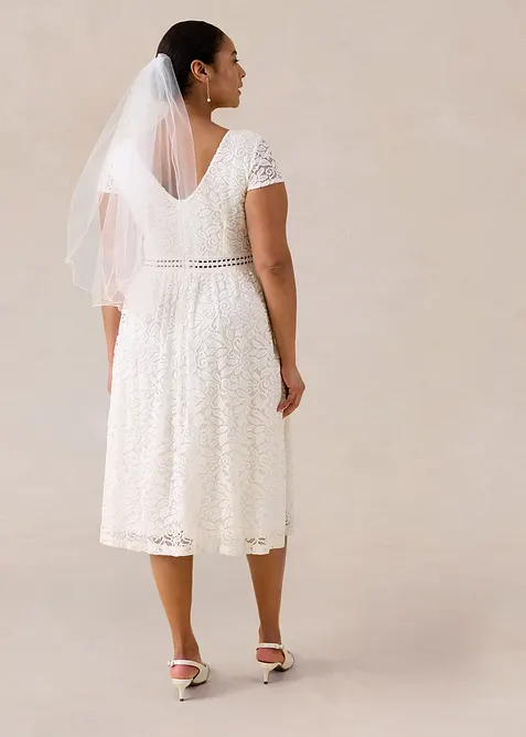 Abito in pizzo con inserto effetto uncinetto in vita, bonprix