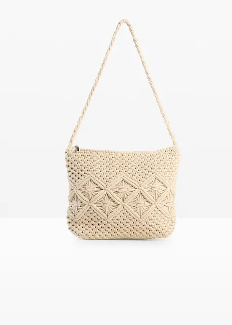 Borsa a tracolla con motivo macram&eacute;, bonprix