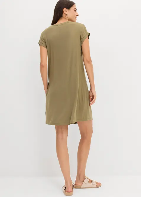 Abito di jersey con ricami in misto viscosa e elastan, bonprix