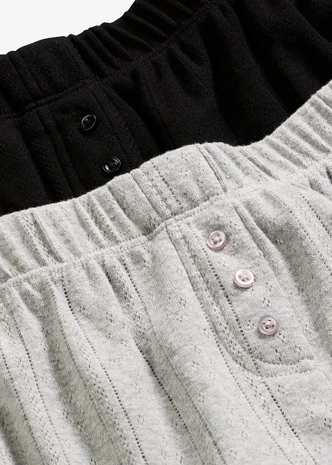 Pantaloni pigiama corti in jersey pointelle (pacco da 2), bonprix