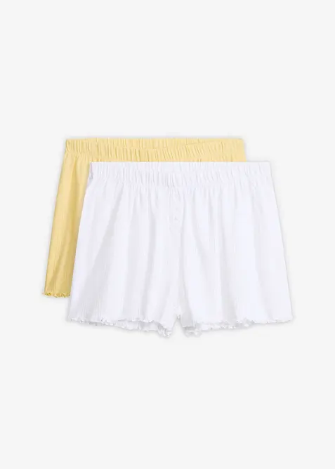 Pantaloni pigiama corti in jersey pointelle (pacco da 2), bonprix