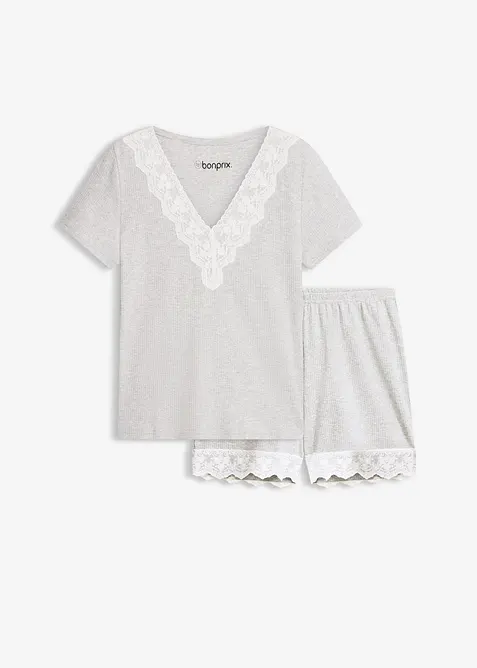 Pigiama estivo in puro cotone a coste, bonprix