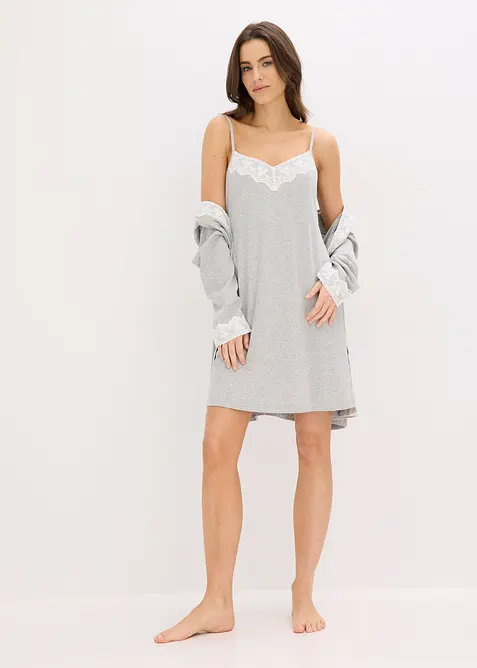 Camicia da notte in puro cotone a coste, bonprix