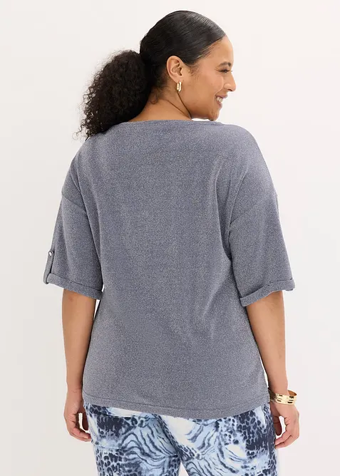 Maglia in viscosa glitterata con stampa lucida, bonprix