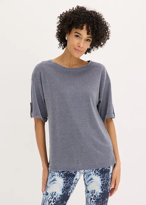Maglia in viscosa glitterata con stampa lucida, bonprix