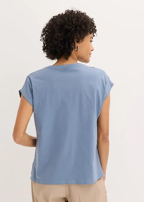 Maglia con inserto in tessuto e strass, bonprix