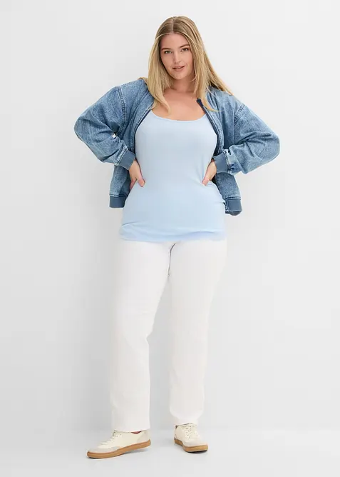 Top con spalline sottili con puro cotone (pacco da 2), bonprix