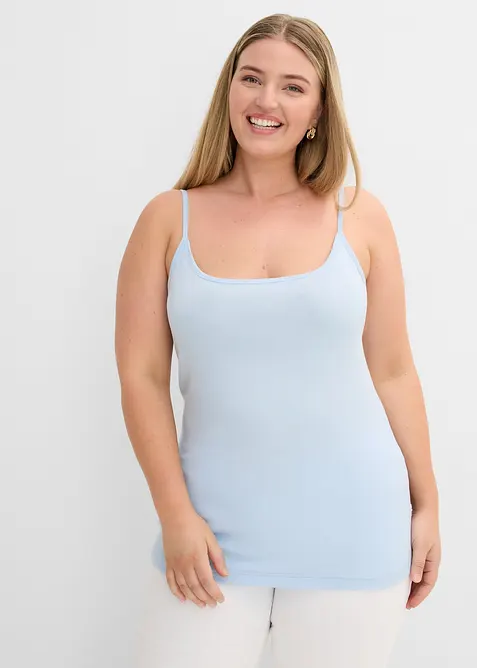 Top con spalline sottili con puro cotone (pacco da 2), bonprix