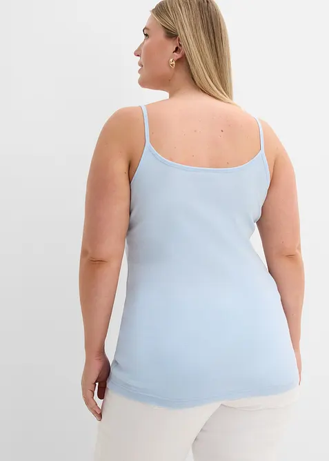 Top con spalline sottili con puro cotone (pacco da 2), bonprix