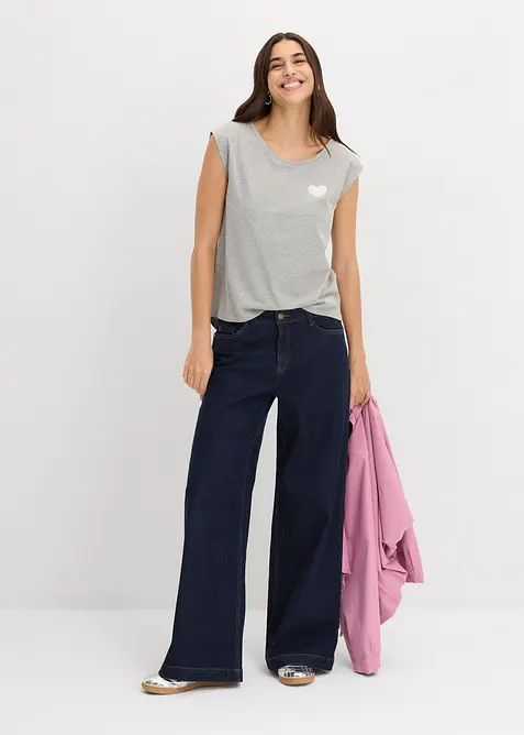 Maglia con fondo asimmetrico in misto viscosa fluido, bonprix