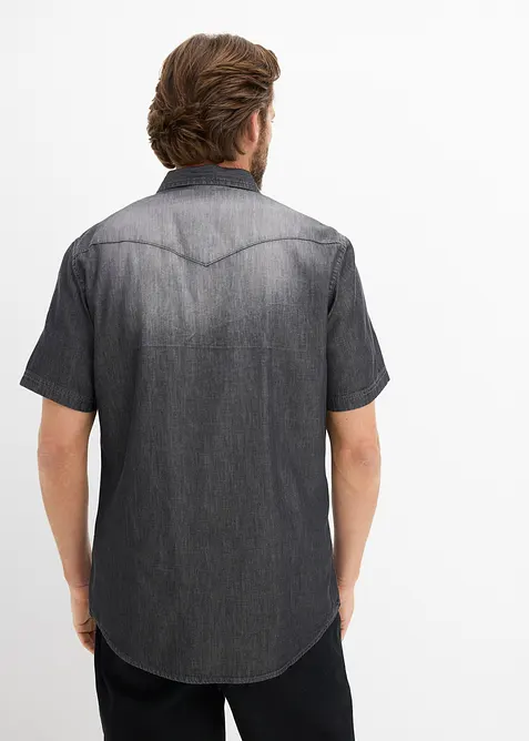 Camicia a maniche corte in jeans di puro cotone biologico, slim fit, bonprix