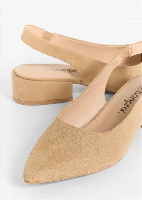 D&eacute;collet&eacute; slingback con tacco basso, bonprix