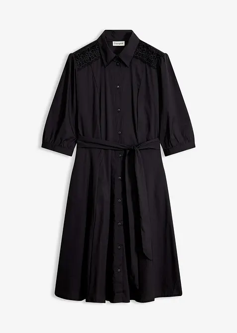 Abito chemisier con pizzo e fusciacca, bonprix