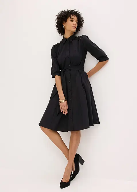 Abito chemisier con pizzo e fusciacca, bonprix