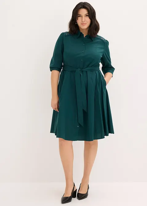 Abito chemisier con pizzo e fusciacca, bonprix