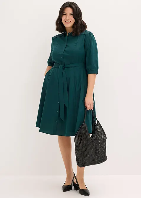 Abito chemisier con pizzo e fusciacca, bonprix