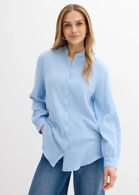 Camicia lunga in vaporosa mussola di cotone, bonprix