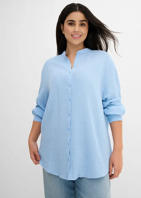 Camicia lunga in vaporosa mussola di cotone, bonprix