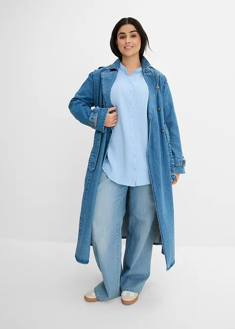 Camicia lunga in vaporosa mussola di cotone, bonprix