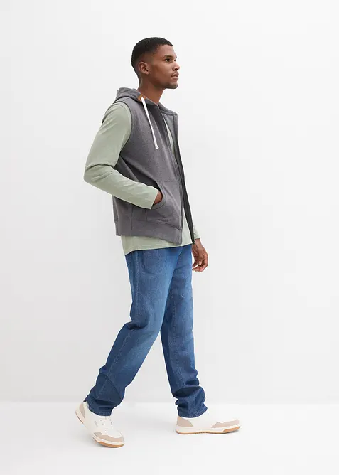 Gilet in felpa con cappuccio in misto cotone morbido, bonprix