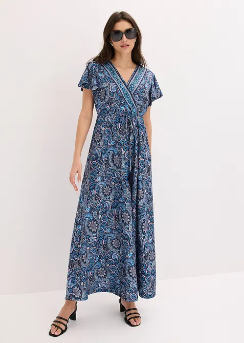 Abito lungo in jersey fantasia, bonprix