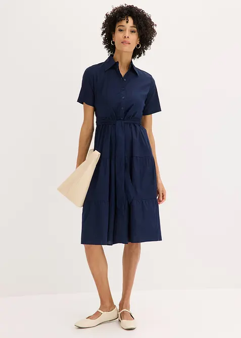 Abito chemisier in misto cotone elasticizzato, bonprix