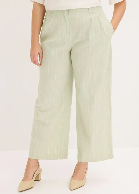 Pantaloni con pinces in misto lino, bonprix