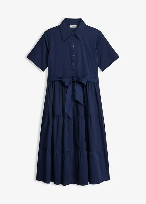 Abito chemisier in misto cotone elasticizzato, bonprix