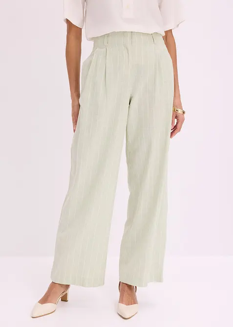 Pantaloni con pinces in misto lino, bonprix