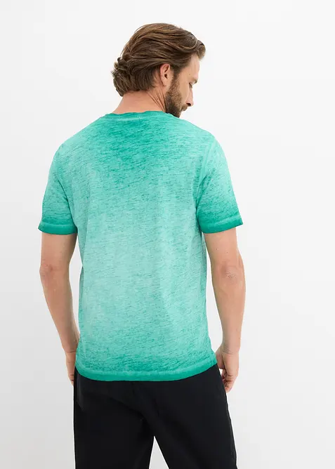 Maglia serafino a maniche corte  in puro cotone biologico effetto lavato, bonprix