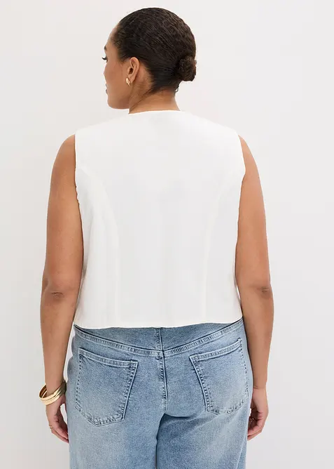 Gilet ricamato in misto lino vaporoso, bonprix