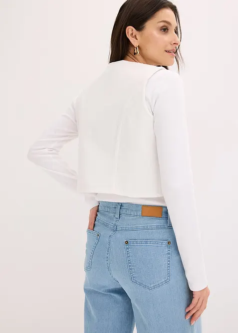 Gilet ricamato in misto lino vaporoso, bonprix