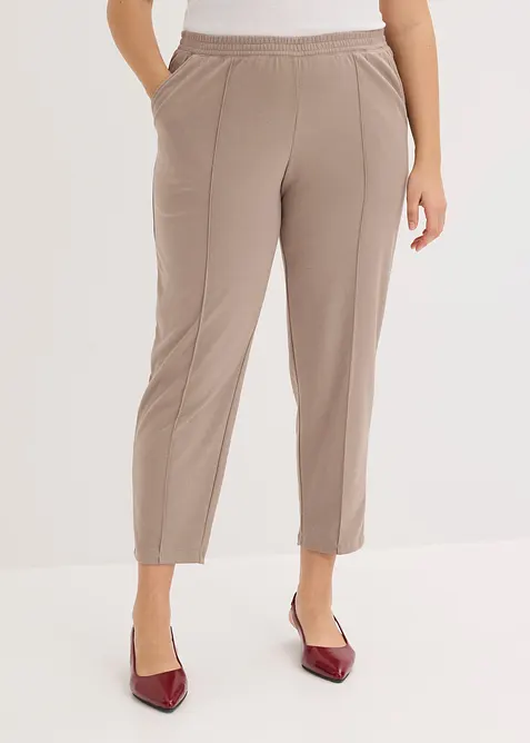 Pantaloni in jersey con elastico in vita e piega cucita, bonprix